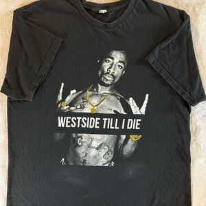 Tupac Shakur Black Graphic T-Shirt with Iconic Print